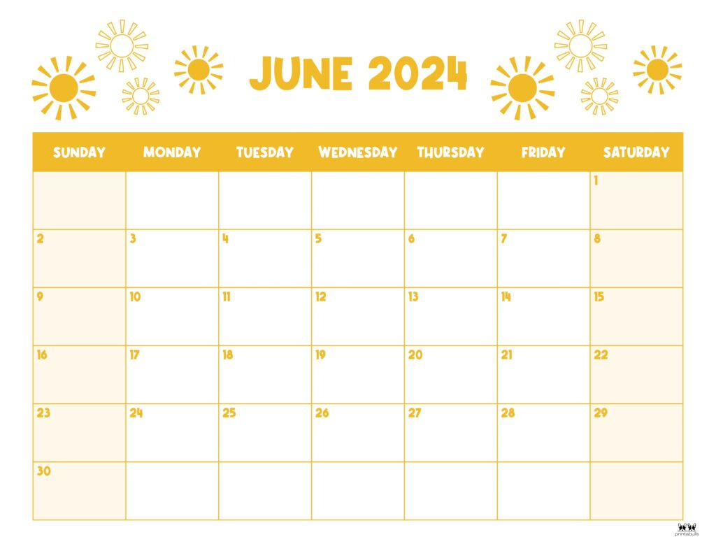 June 2024 Calendars - 50 Free Printables | Printabulls | Editable Calendar June 2024 Free