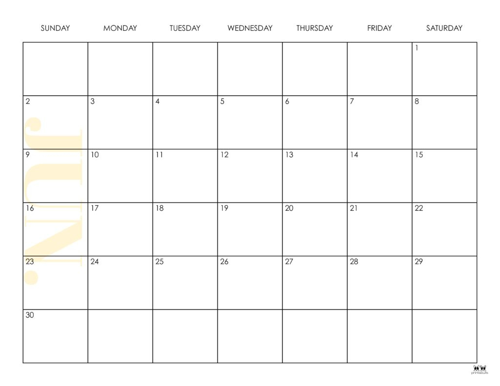 June 2024 Calendars - 50 Free Printables | Printabulls | Large Print June 2024 Calendar