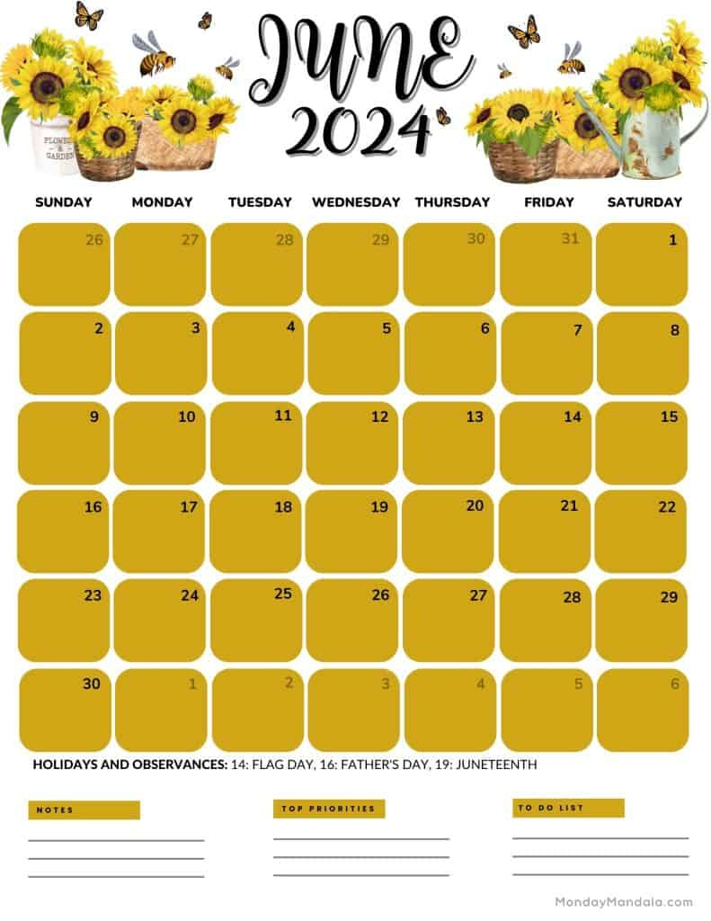 June 2024 Calendars (52 Free Pdf Printables) | Free June Calendar To Print