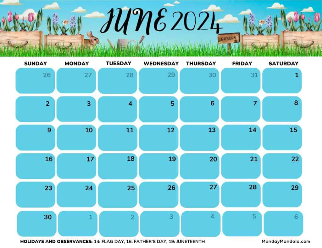 June 2024 Calendars (52 Free Pdf Printables) | Free Printable June 2024 Calendar Pdf