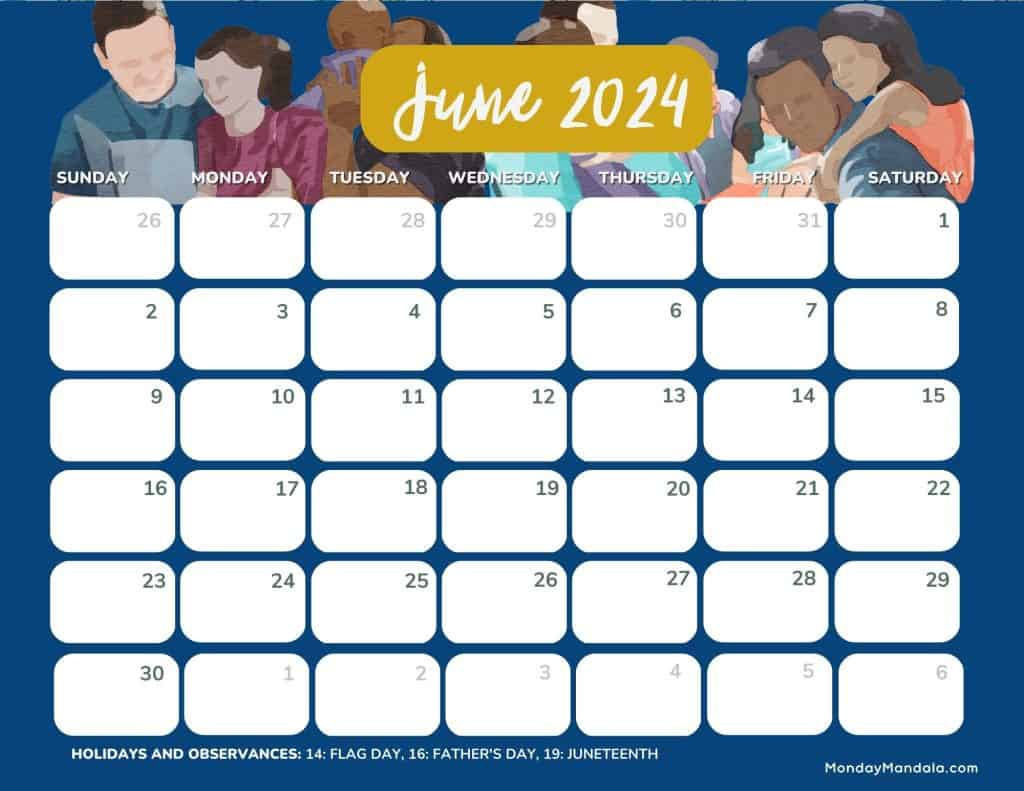 June 2024 Calendars (52 Free Pdf Printables) | June 2024 Calendar Fathers Day