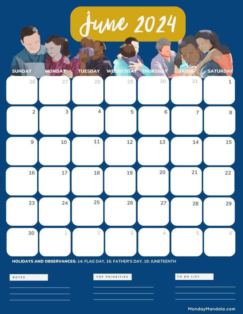 June 2024 Calendars (52 Free Pdf Printables) | June 2024 Calendar Fathers Day