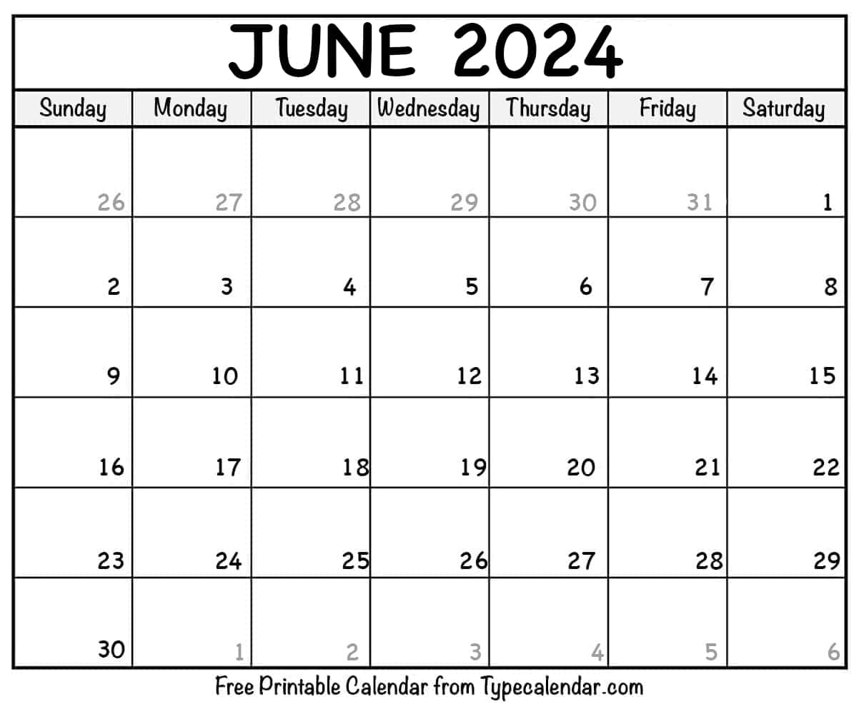 June 2024 Calendars | Free Printable Templates | Blank Fillable Calendar June 2024