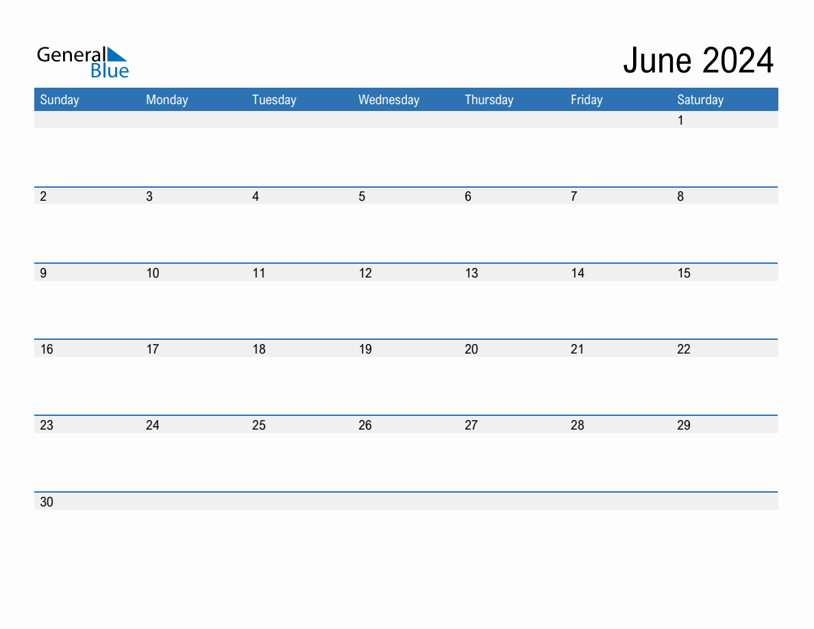 June 2024 Monthly Calendar (Pdf, Word, Excel) | Editable June 2024 Calendar Word