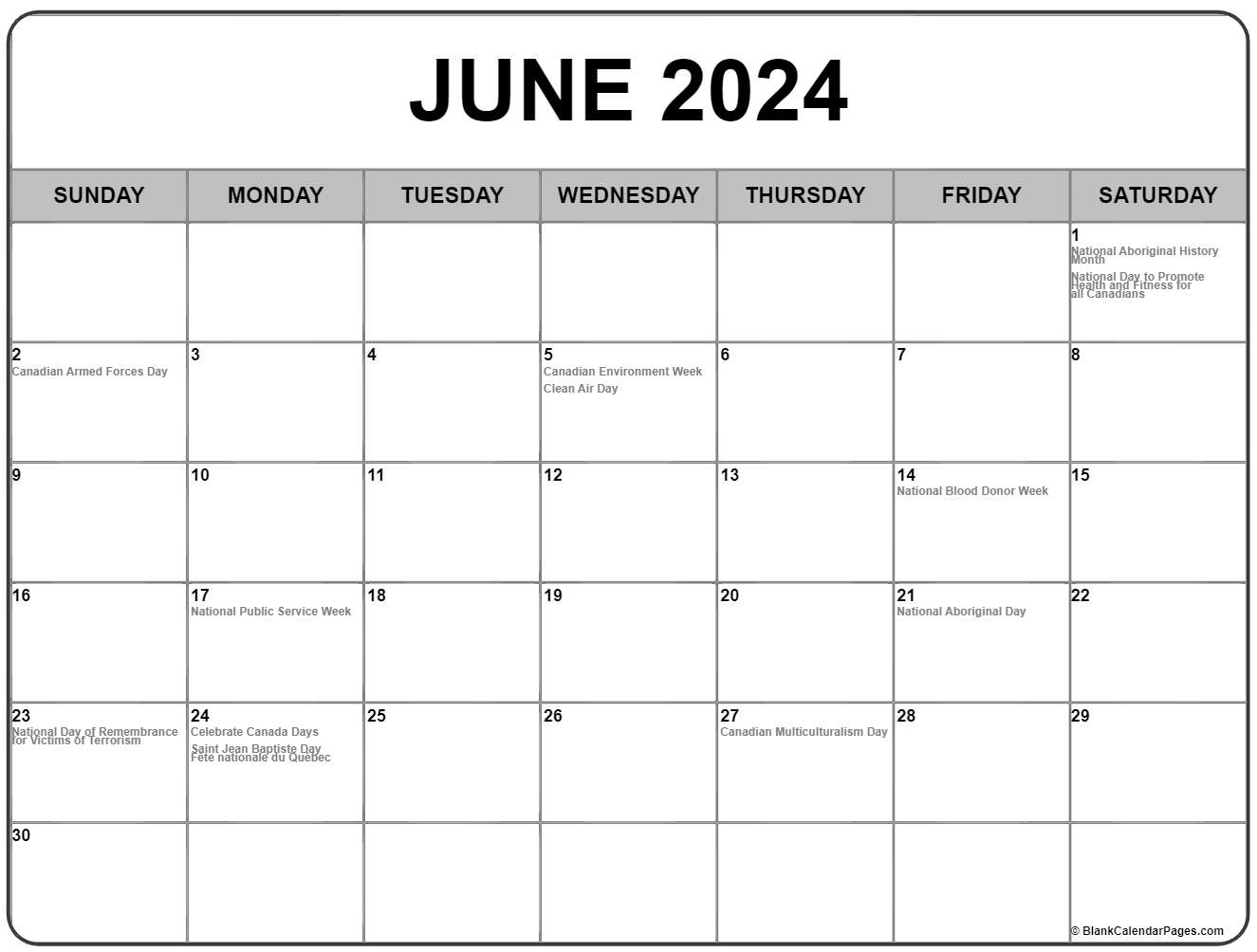 June 2024 With Holidays Calendar | 2024 Calendar With Holidays June