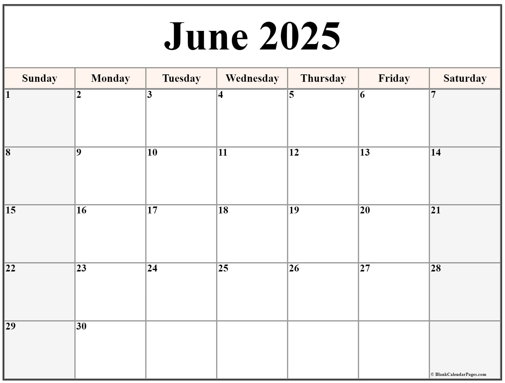 June 2025 Calendar | Free Printable Calendar | August 2024 - June 2025 Calendar Printable