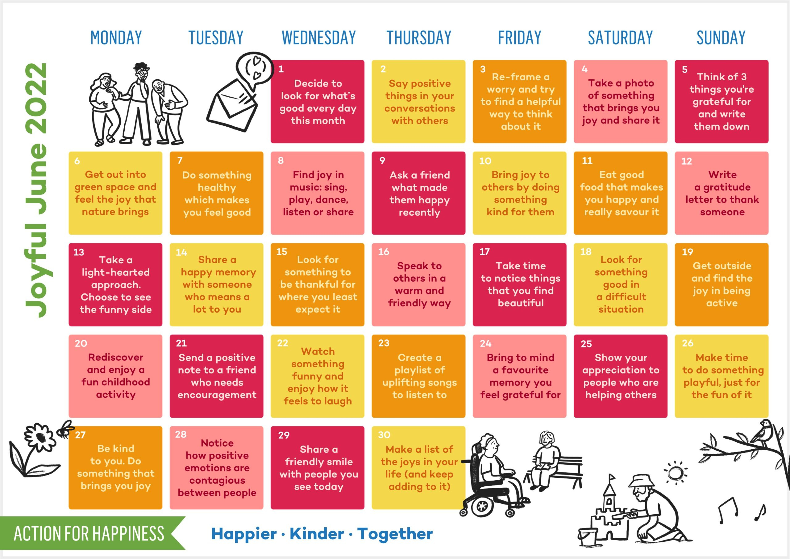 June Action For Happiness Calendar - Thrive @ Cntw | Action For Happiness June Calendar