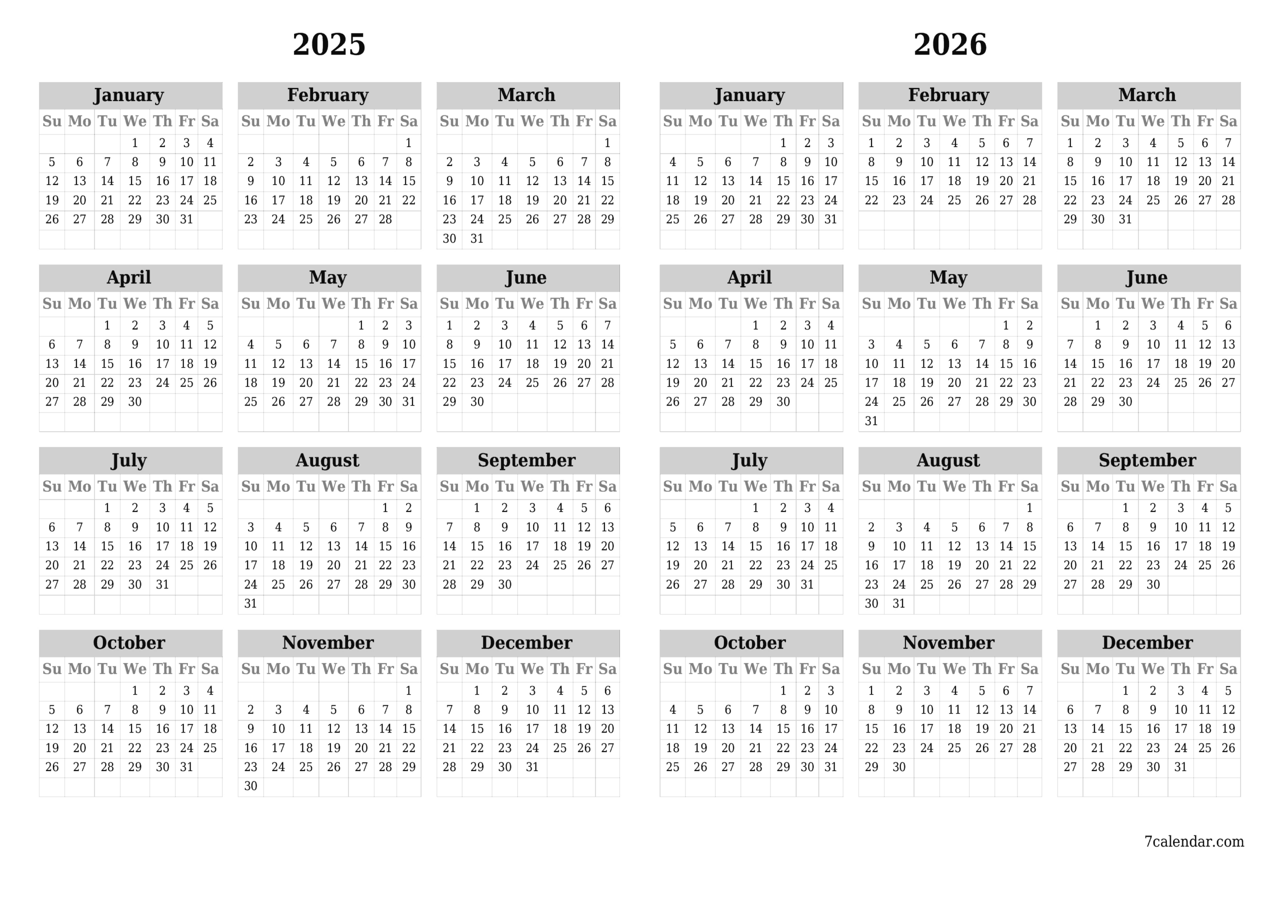 June Calendar 2025 Printable Template - 7Calendar | June 2024 - May 2025 Calendar