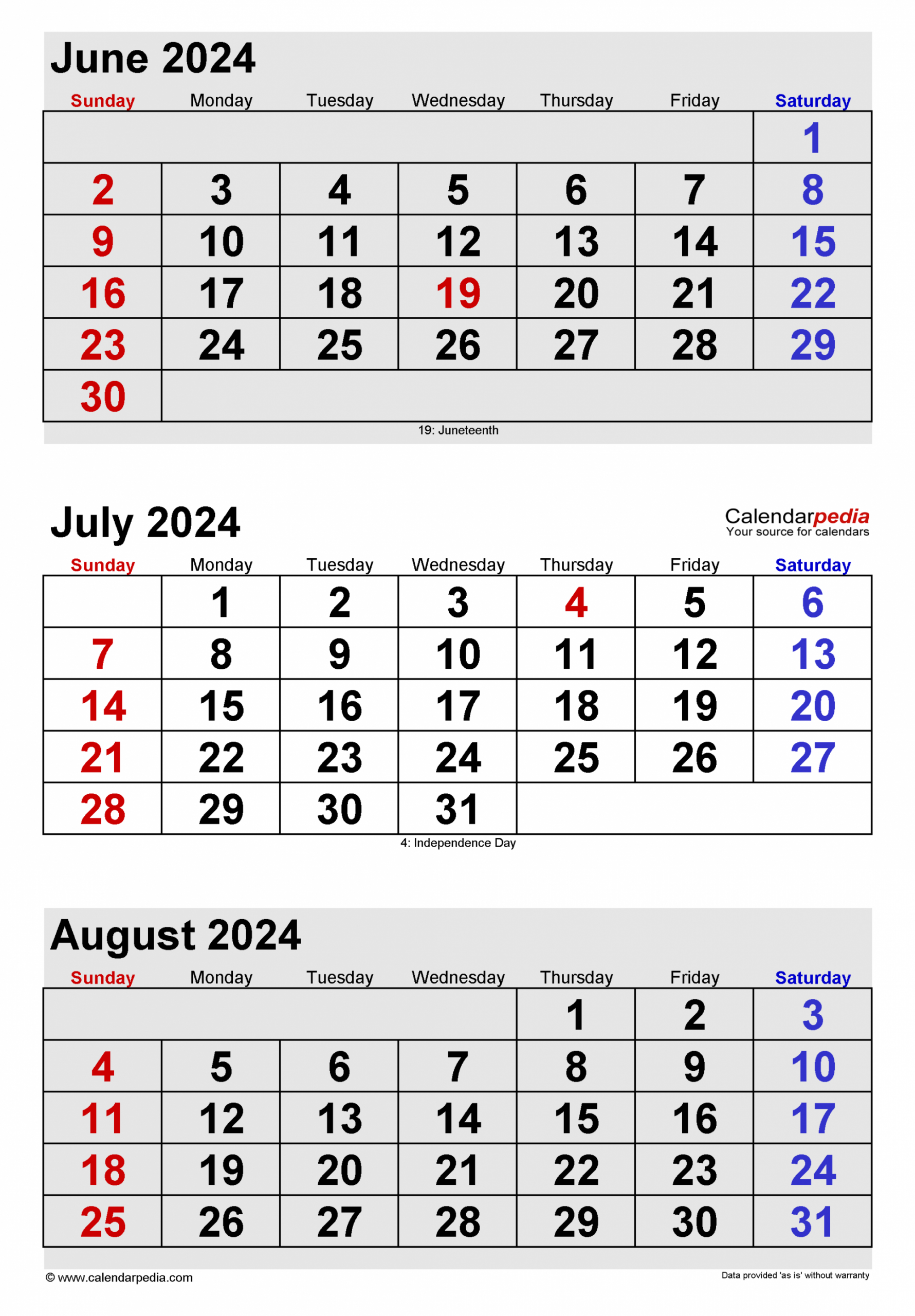 June-July-August Calendar 2024 In 2024 | August Calendar, July | Calendar 2024 June July August September