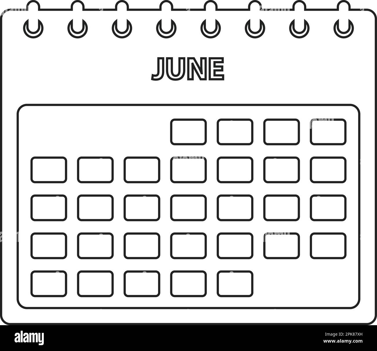 June Month Calendar Black And White Stock Photos &amp;amp; Images - Page 2 | Black And White June Calendar