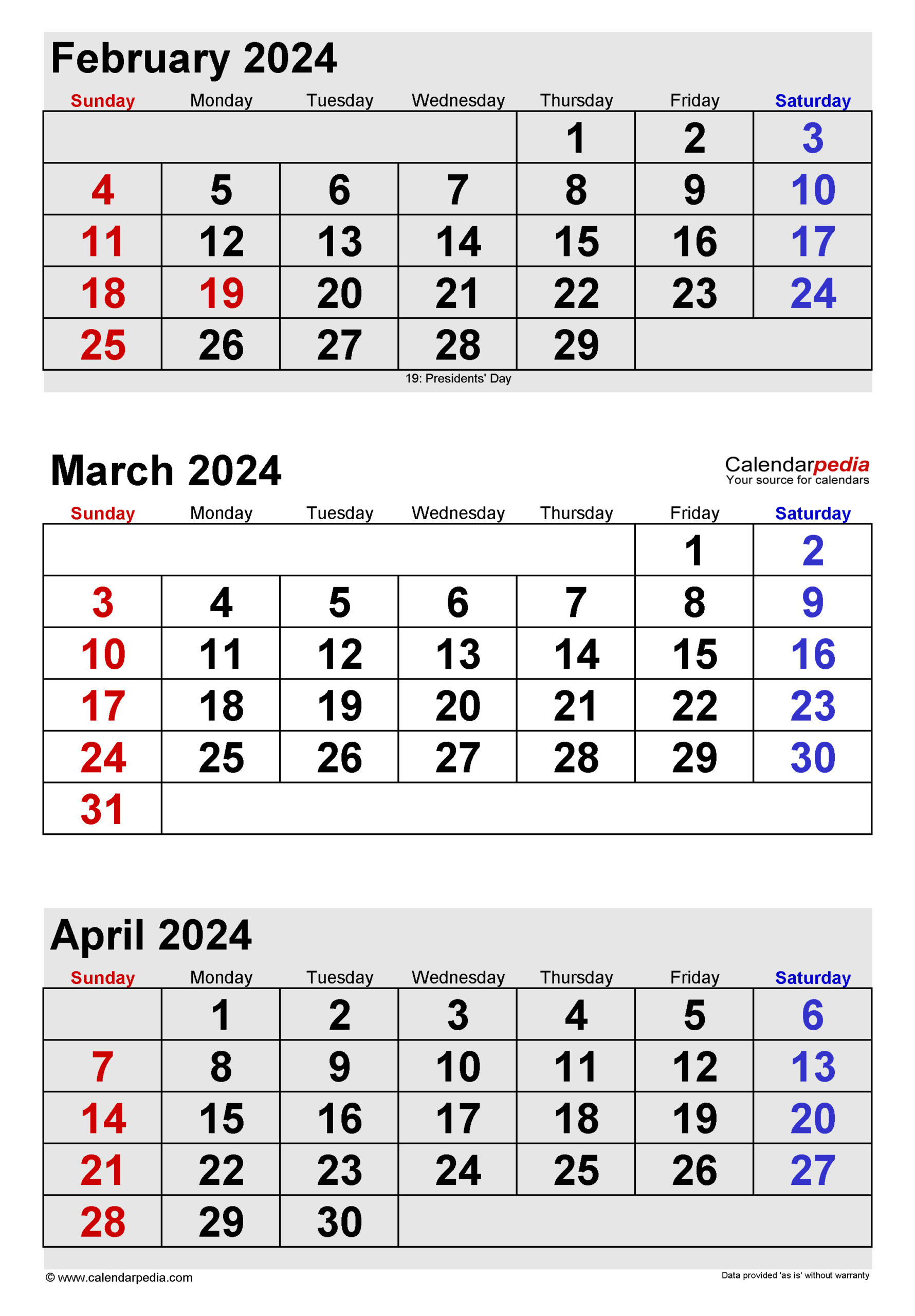 March 2024 Calendar | Templates For Word, Excel And Pdf | 3 Month Calendar June July August 2024