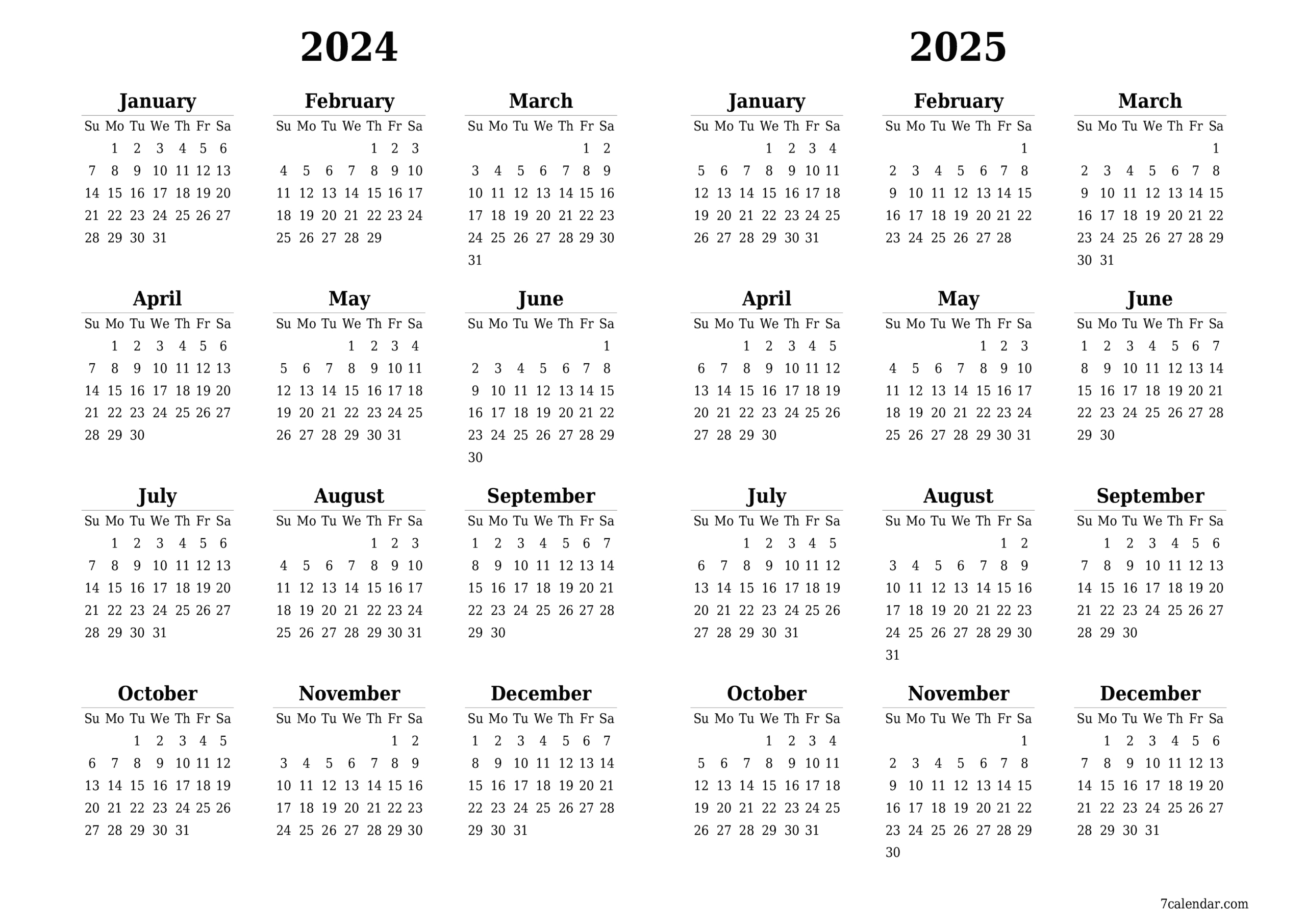 May Calendar 2024 Printable Template - 7Calendar | July 24 - June 25 Calendar