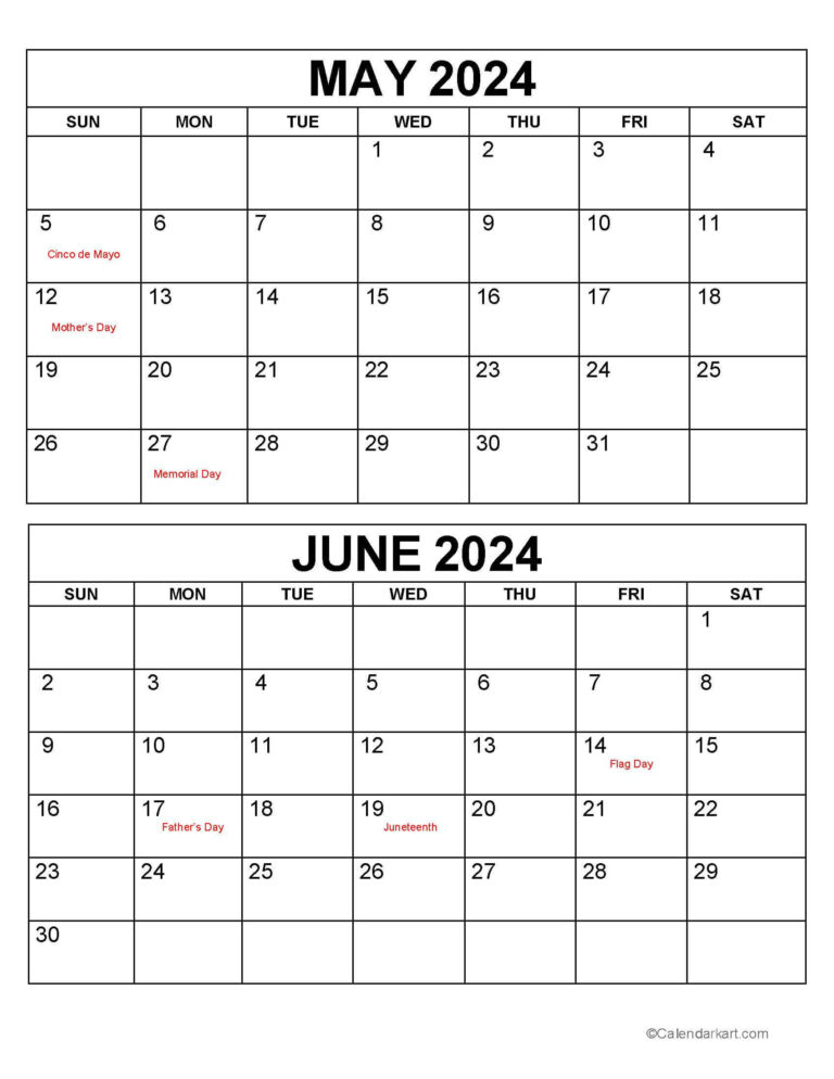 May June 2024 Calendars (3Rd Bi-Monthly) - Calendarkart | 2024 Calendar May And June