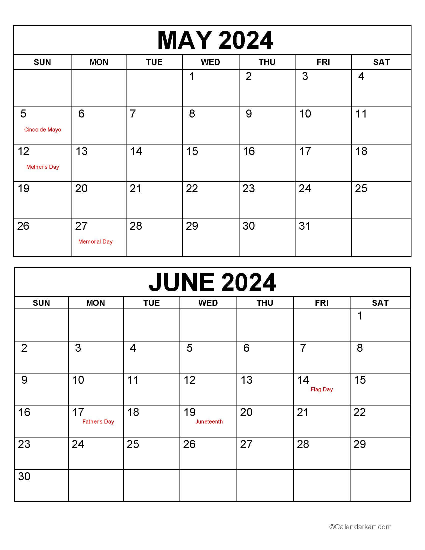 May June 2024 Calendars (3Rd Bi-Monthly) - Calendarkart | 2024 Calendar May And June