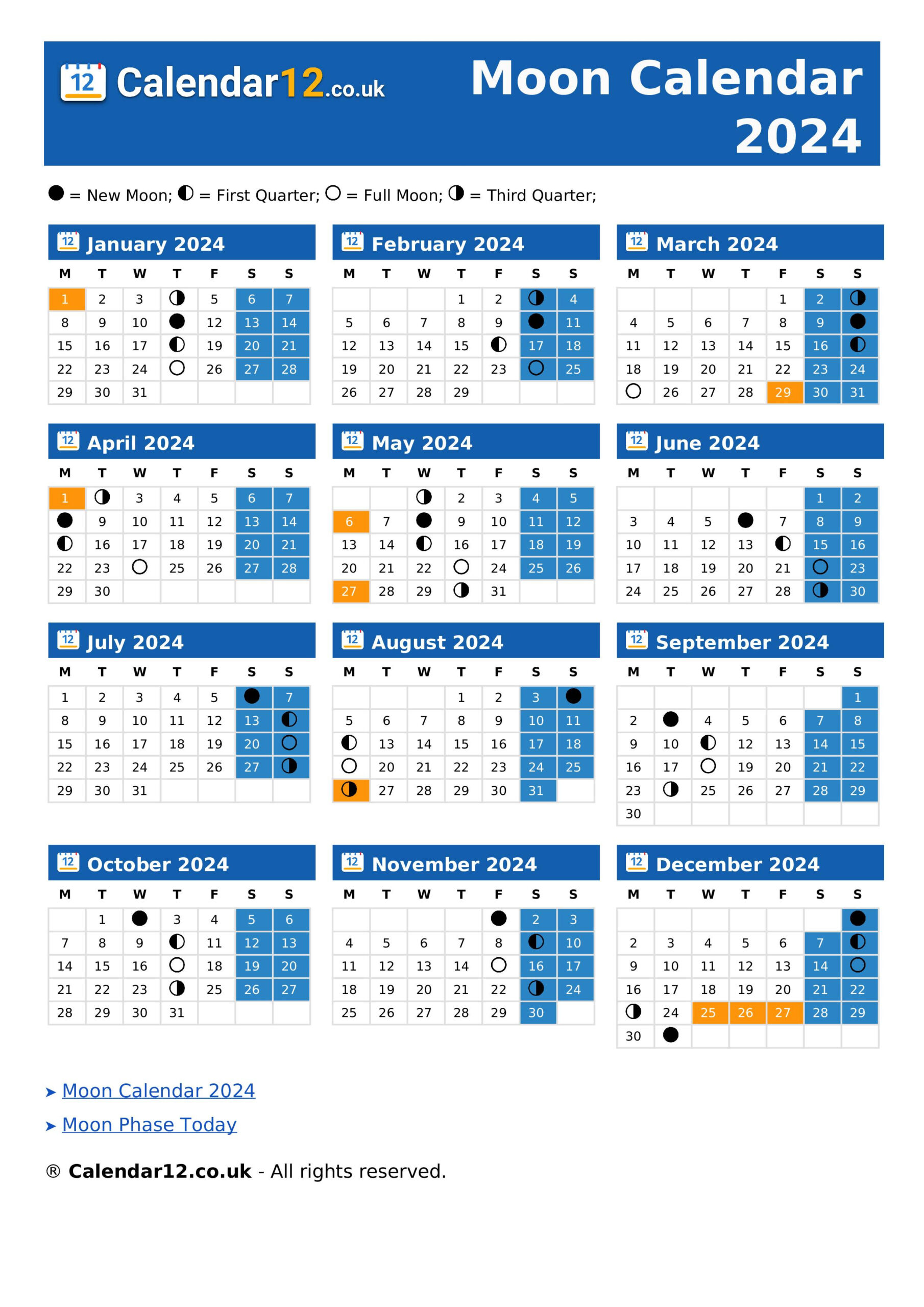 Moon Calendar June 2024 ⬅️ — Calendar12.Co.uk | Full Moon June 2024 Calendar