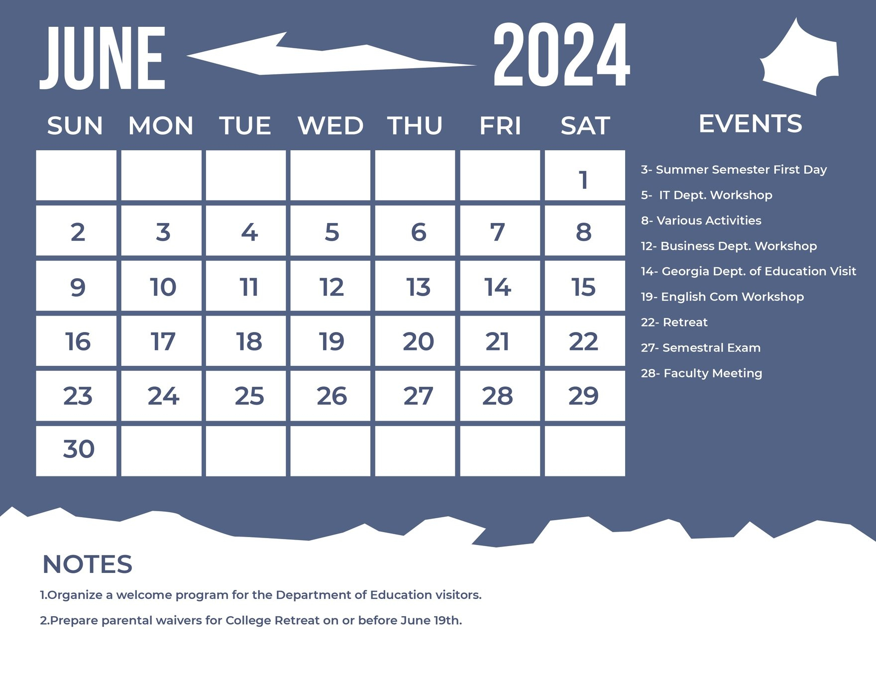 Pretty June 2024 Calendar In Eps, Illustrator, Jpg, Word, Svg | Editable June 2024 Calendar Template