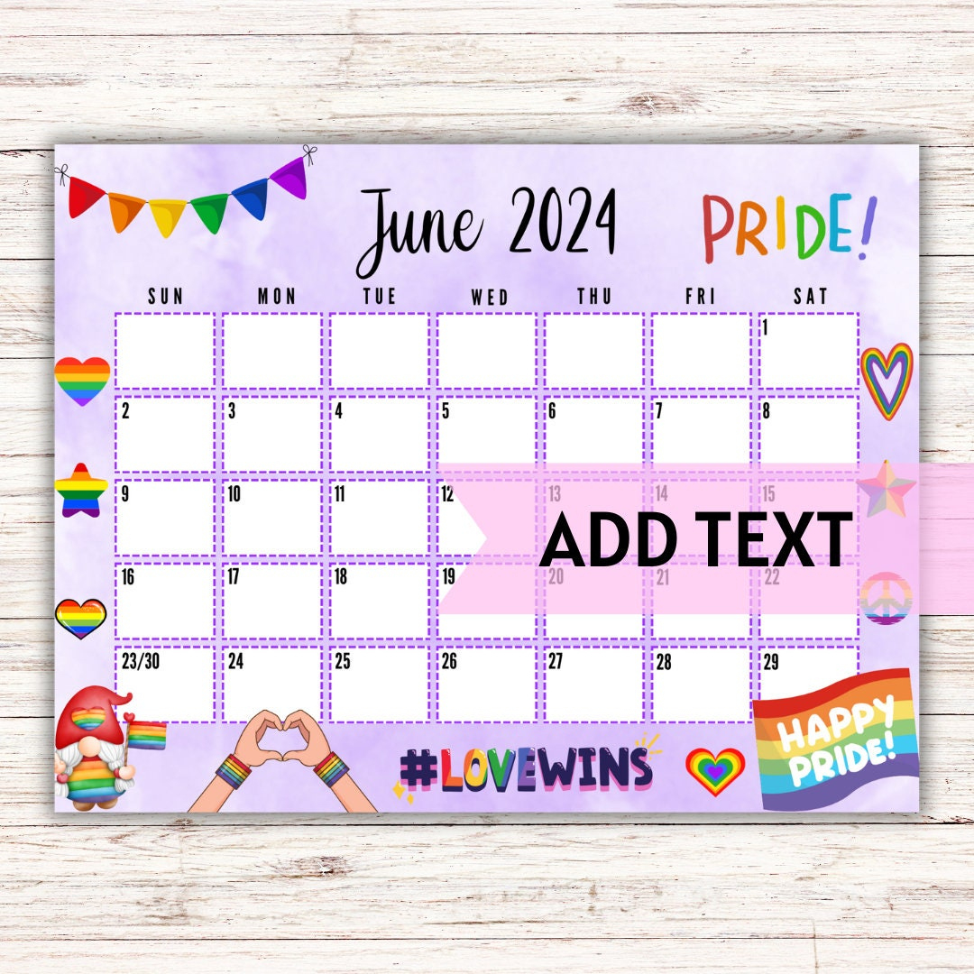 Pride Calendar - Etsy | June Pride Month 2024 Calendar