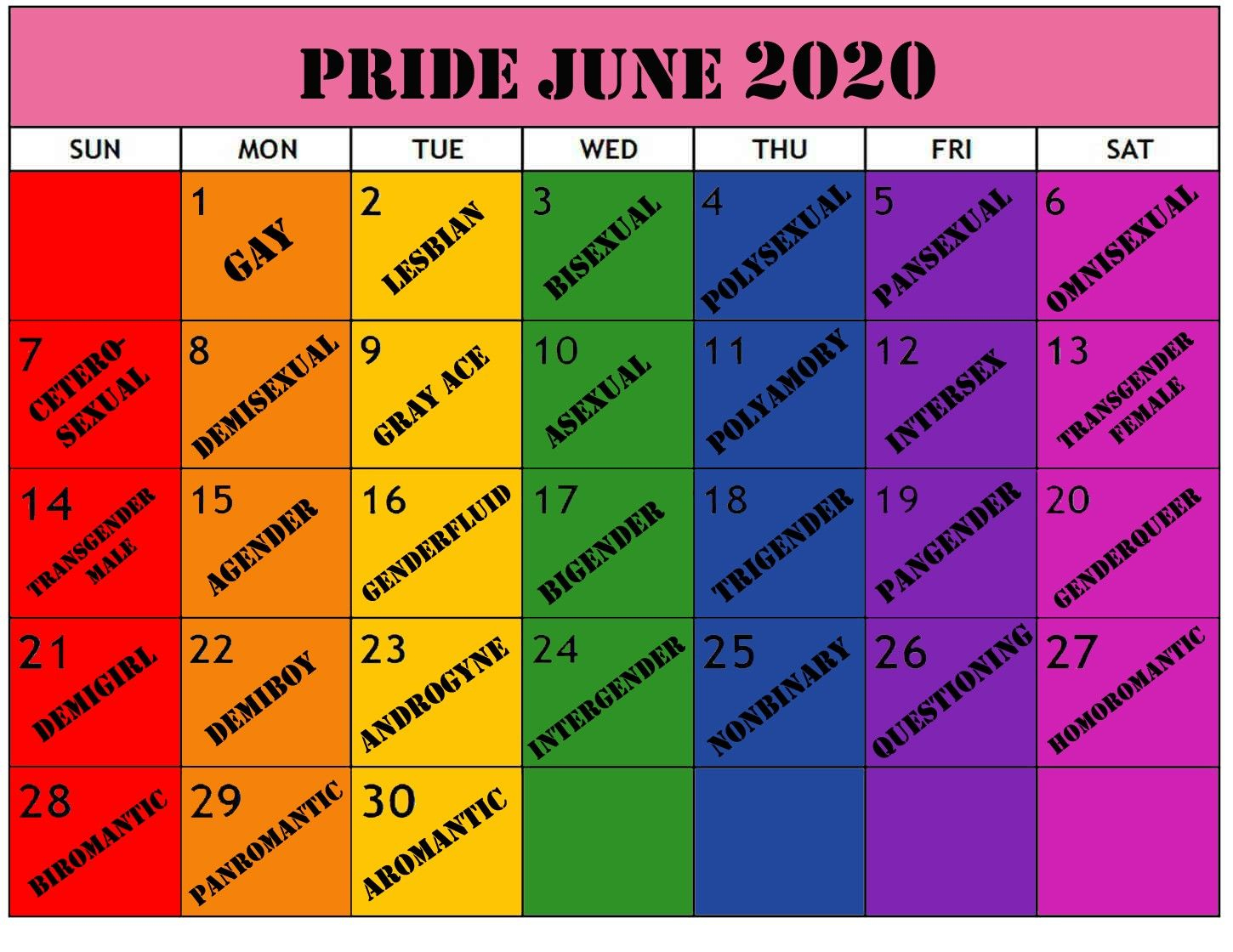 Pride Month 2020 | Lgbtq Quotes, Pride Month Calendar, Lgbt Culture | June Lgbt Pride Month Calendar