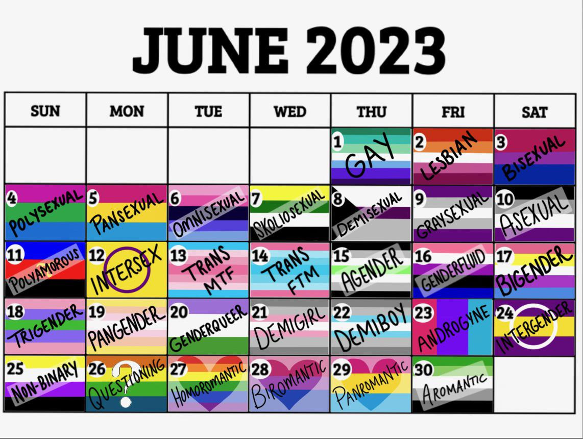 Pride Month 2023 Calendar : R/Demifluid | Pride Month Calendar 2024 June