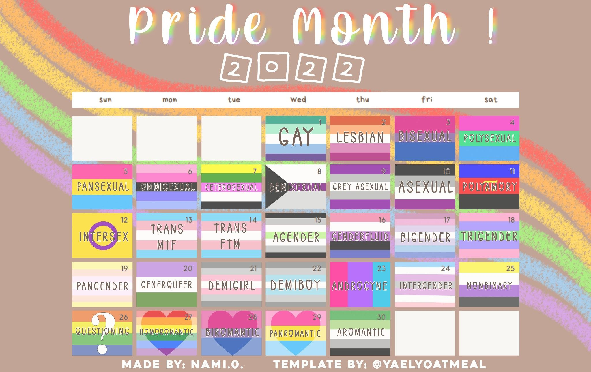 Pride Month Calendar 2022 ! ୧(＾ 〰 ＾)୨ | Calendario, Lgbtq | June Lgbt Pride Month Calendar