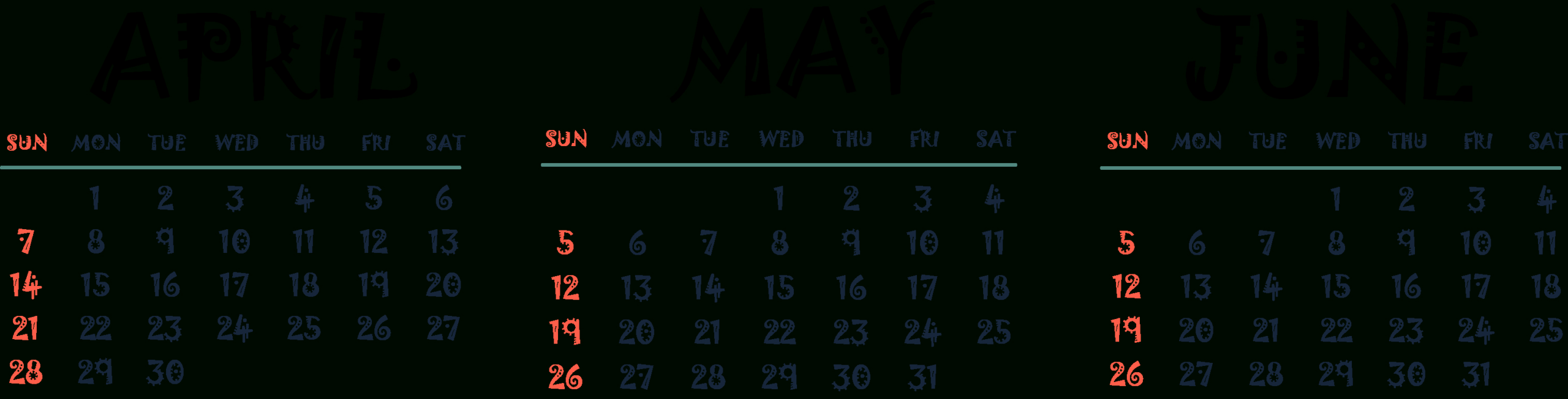 Printable April May June 2024 Calendar Template - Edit Online | 2024 April May June Calendar