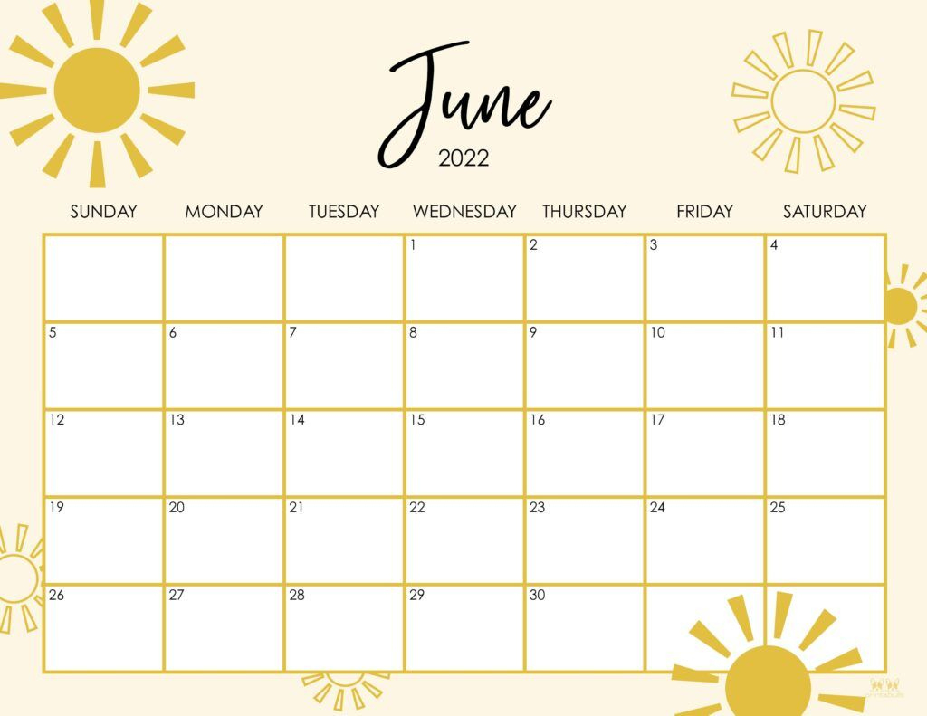 Printable June 2022 Calendar-Style 8 | June Calendar Printable | A Picture of June Calendar