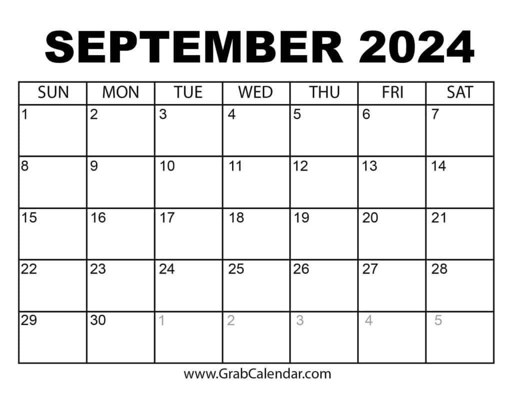 Printable September 2024 Calendar | Calendar June July August September 2024