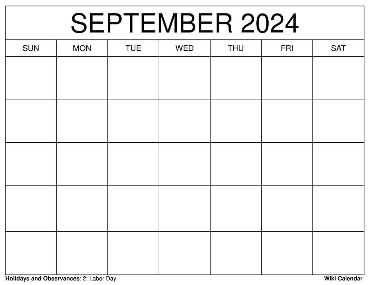 Printable September 2024 Calendar Templates With Holidays | Free Printable Calendar September 2024 To June 2024