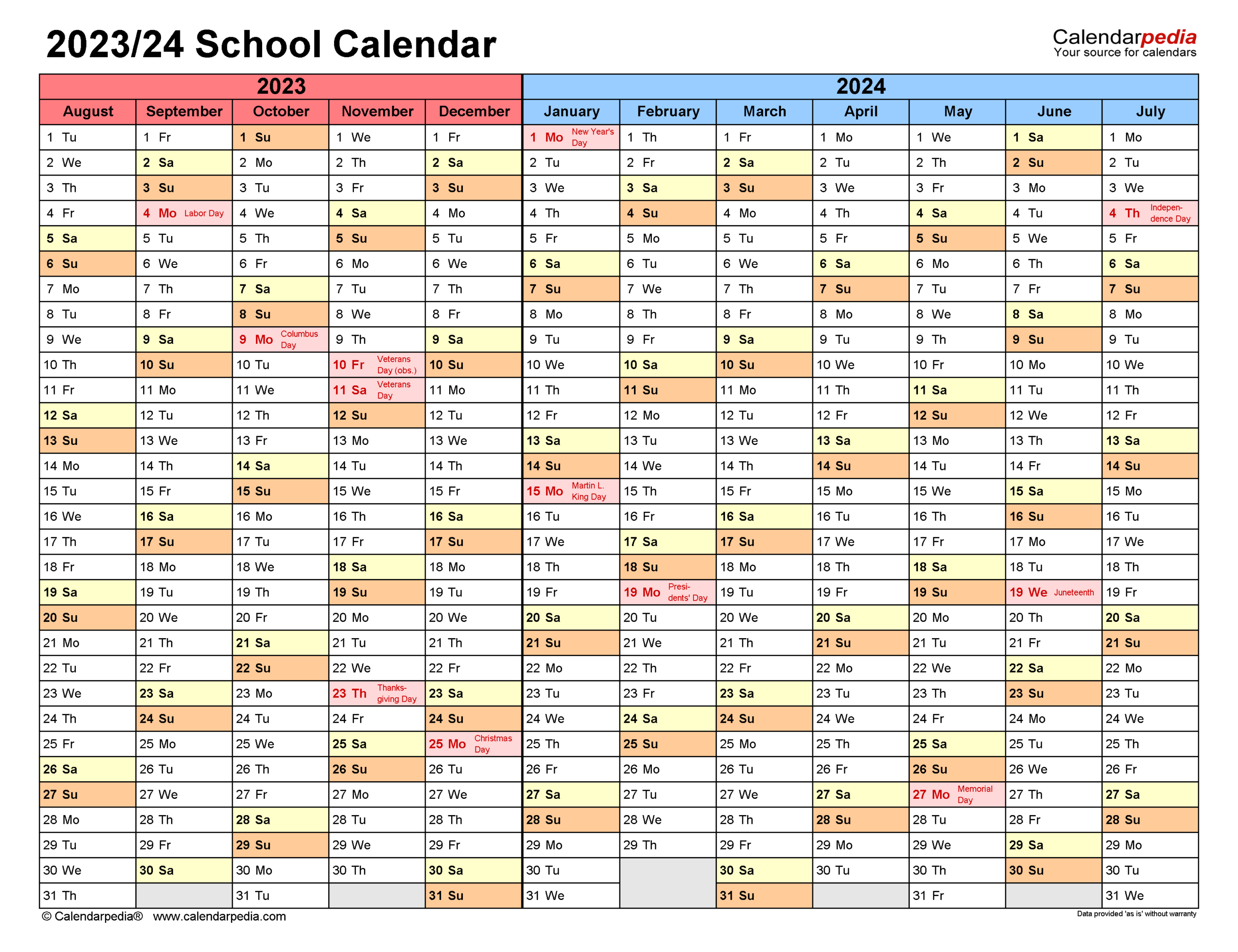 School Calendars 2023/2024 - Free Printable Word Templates | Academic Calendar July 2024 To June 2024