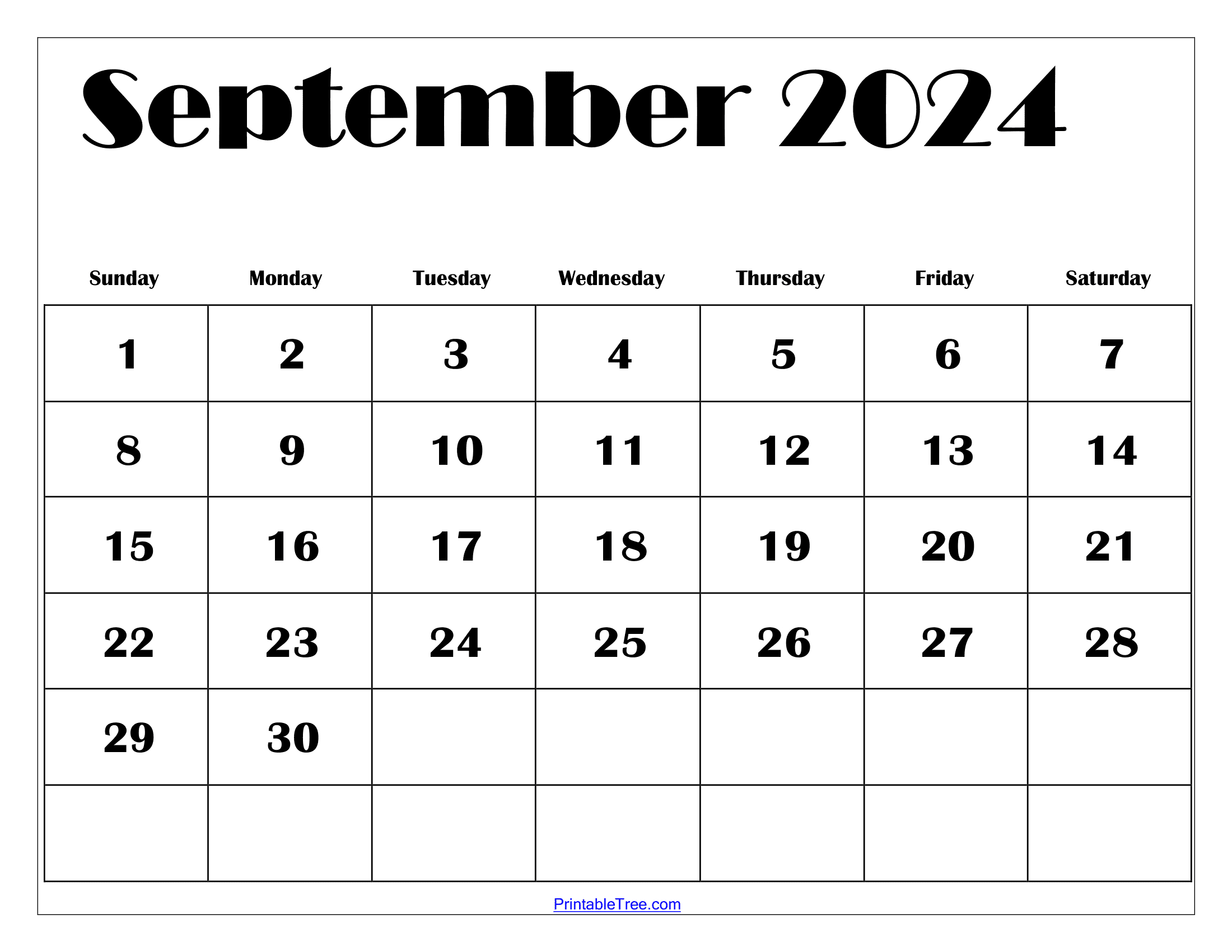 September 2024 Calendar Printable Pdf With Holidays | Calendar Sep 2024 - June 2025