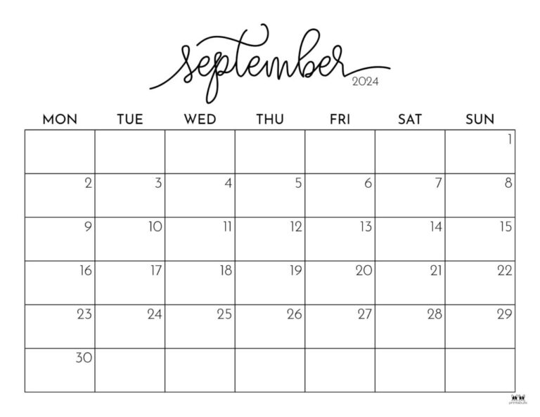 September 2024 Calendars - 50 Free Printables | Printabulls | Free Printable Calendar September 2024 to June 2024