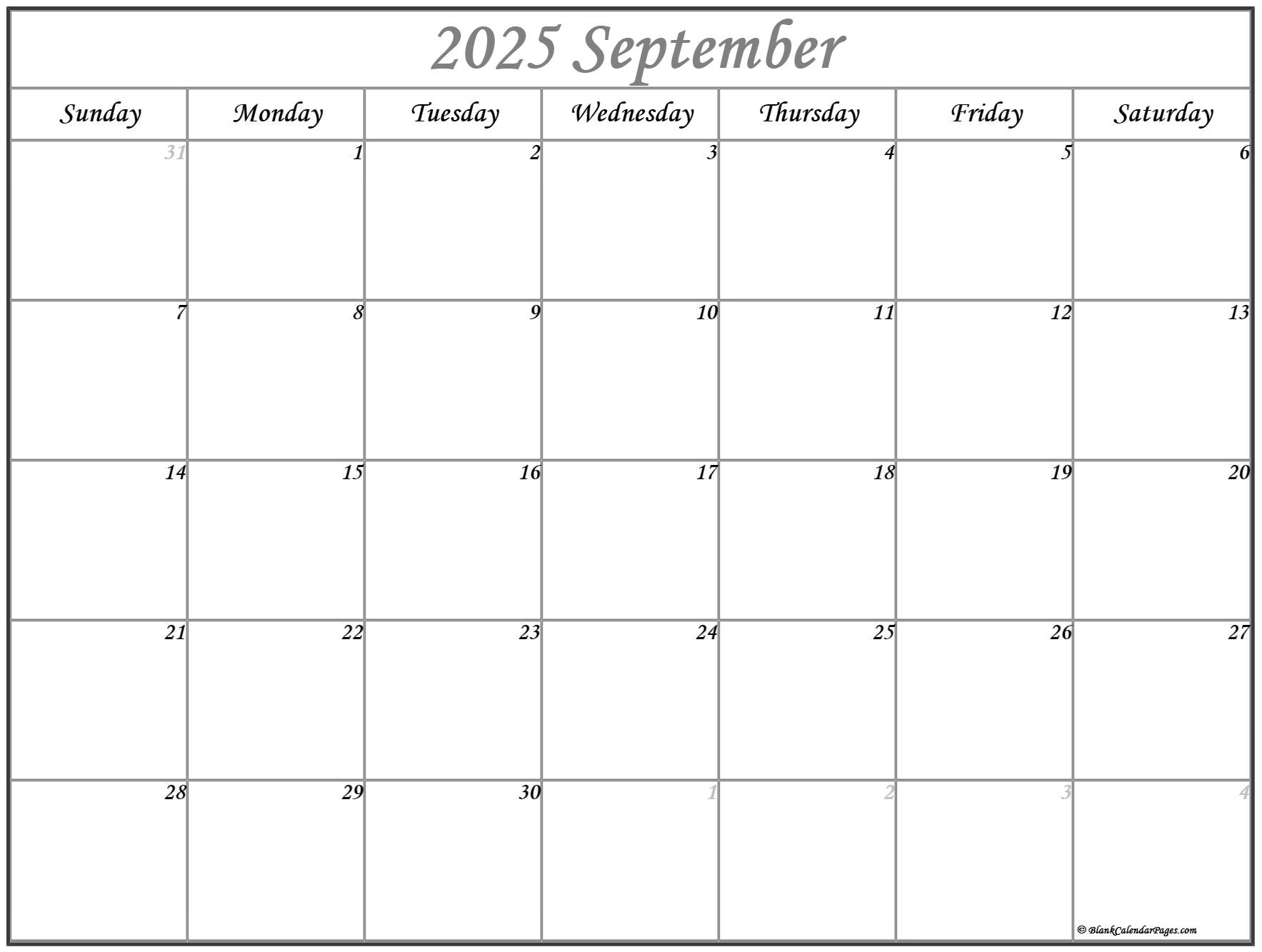 September 2025 Calendar | Free Printable Calendar | Calendar Sept 2024 To June 2025