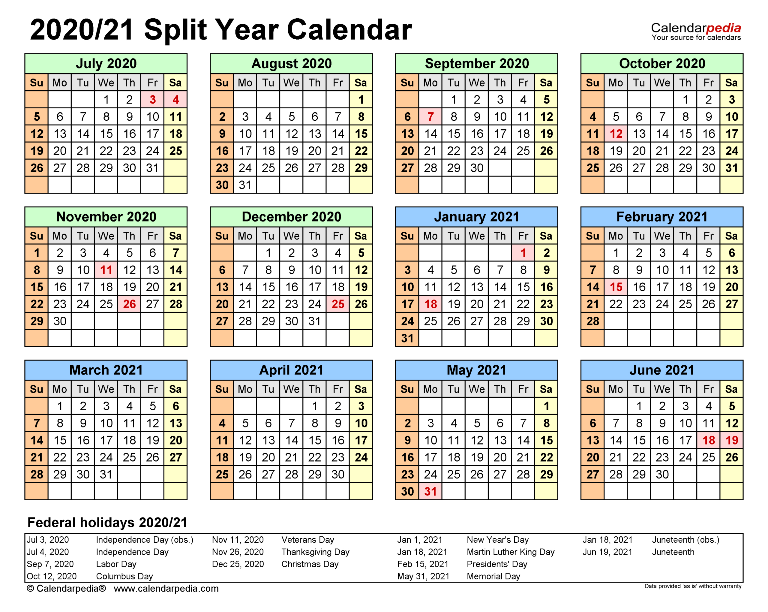 Split Year Calendars 2020/2021 (July To June) - Pdf Templates | Fiscal Year Calendar July June