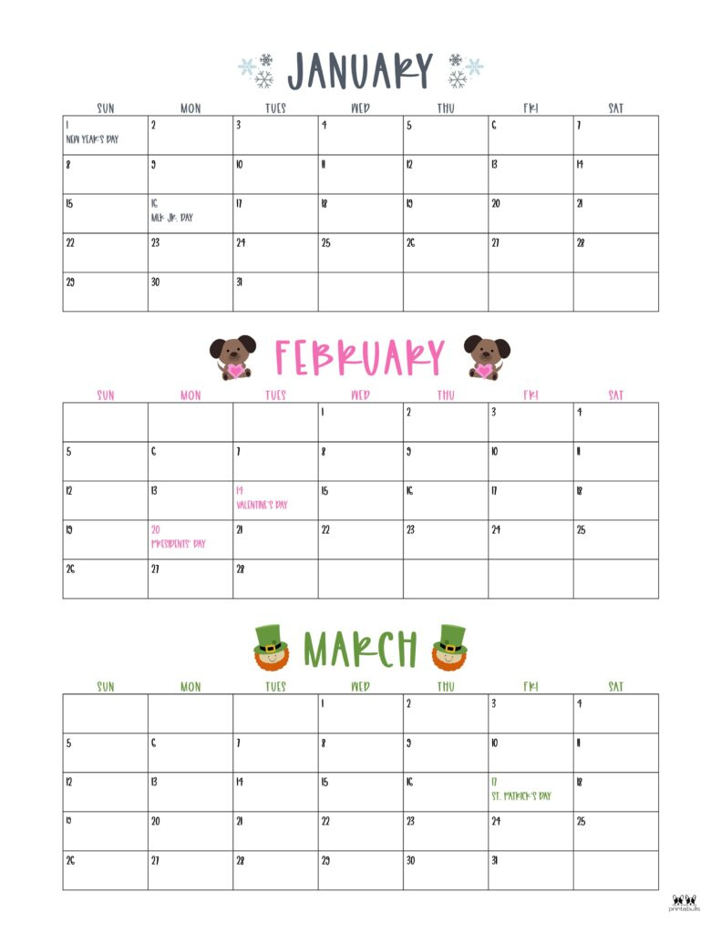 Three Month/Quarterly Calendars - 32 Free Calendars | Printabulls | 3 Month Calendar 2024 Printable June July August