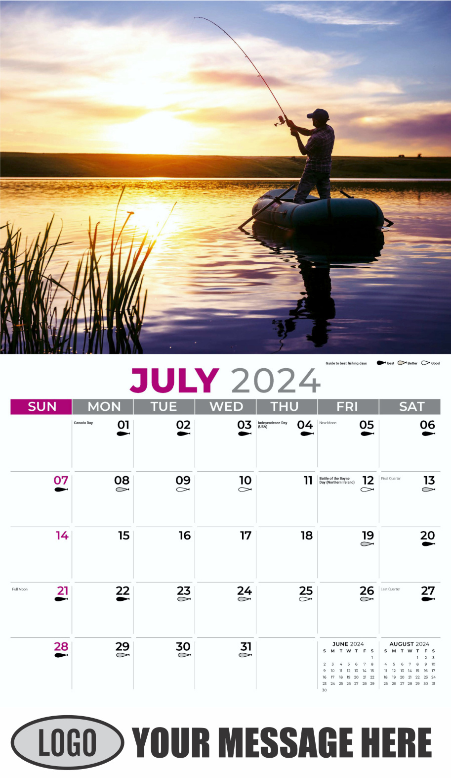 2024 Business Promotion Calendar, Hunting And Fishing Calendar | Fishing Calendar For July 2024