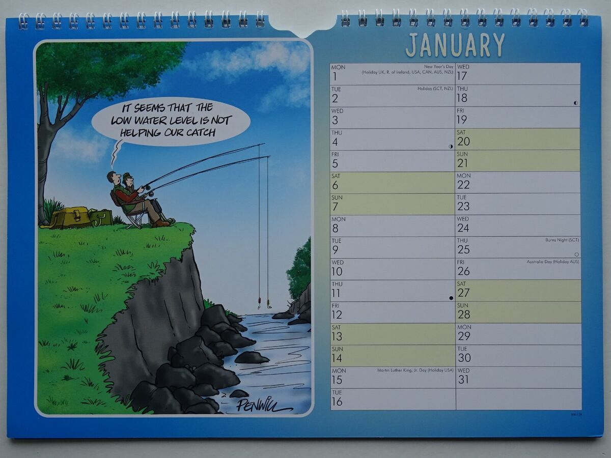 2024 Humorous Calendar ~ Fishing, Caravans, Gardening Or Golf (Choice Of 4) | Fishing Calendar For July 2024