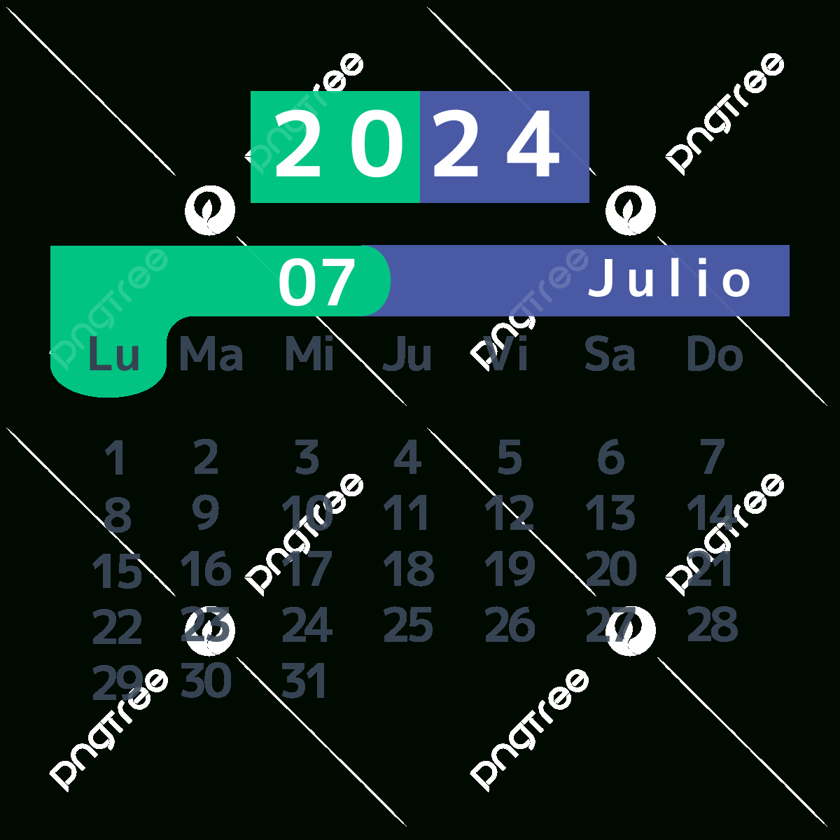 2024 Spanish Calendar Creative July, Two Thousand And Twenty Four | July Calendar In Spanish 2024