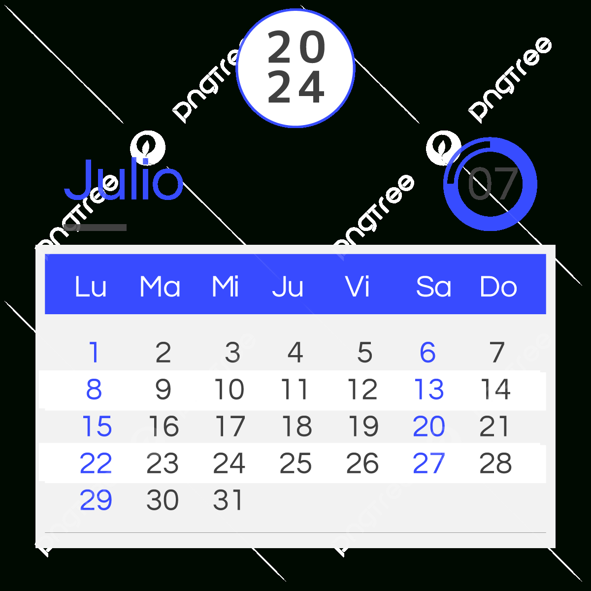2024 Spanish Calendar Simple July, Two Thousand And Twenty Four | July Calendar In Spanish 2024