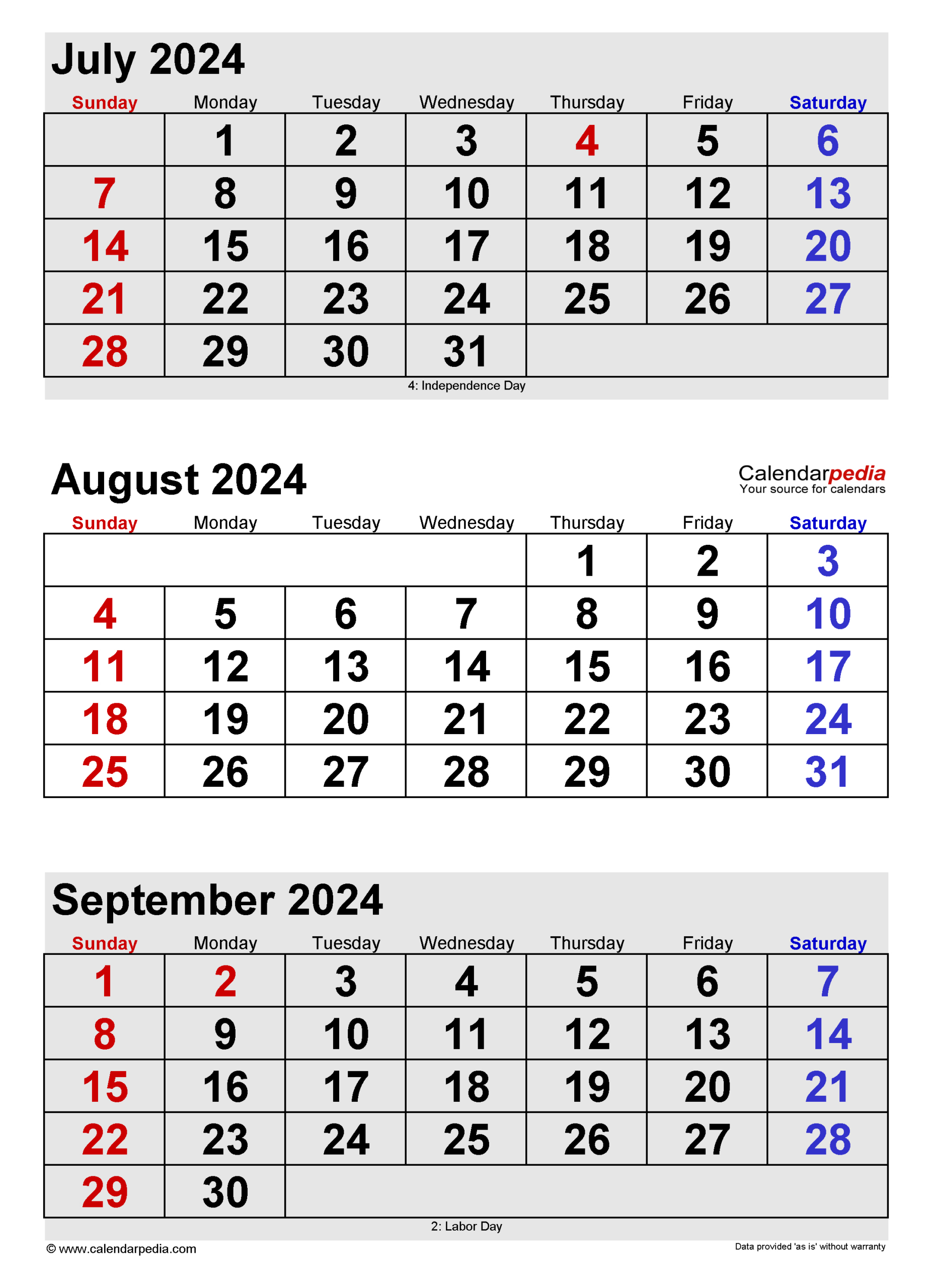 August 2024 Calendar | Templates For Word, Excel And Pdf | Calendar For July August And September 2024