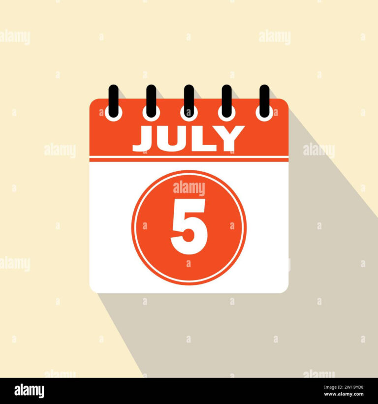 Calendar Day 5 Stock Vector Images - Alamy | Calendar Emoji July 5 2024