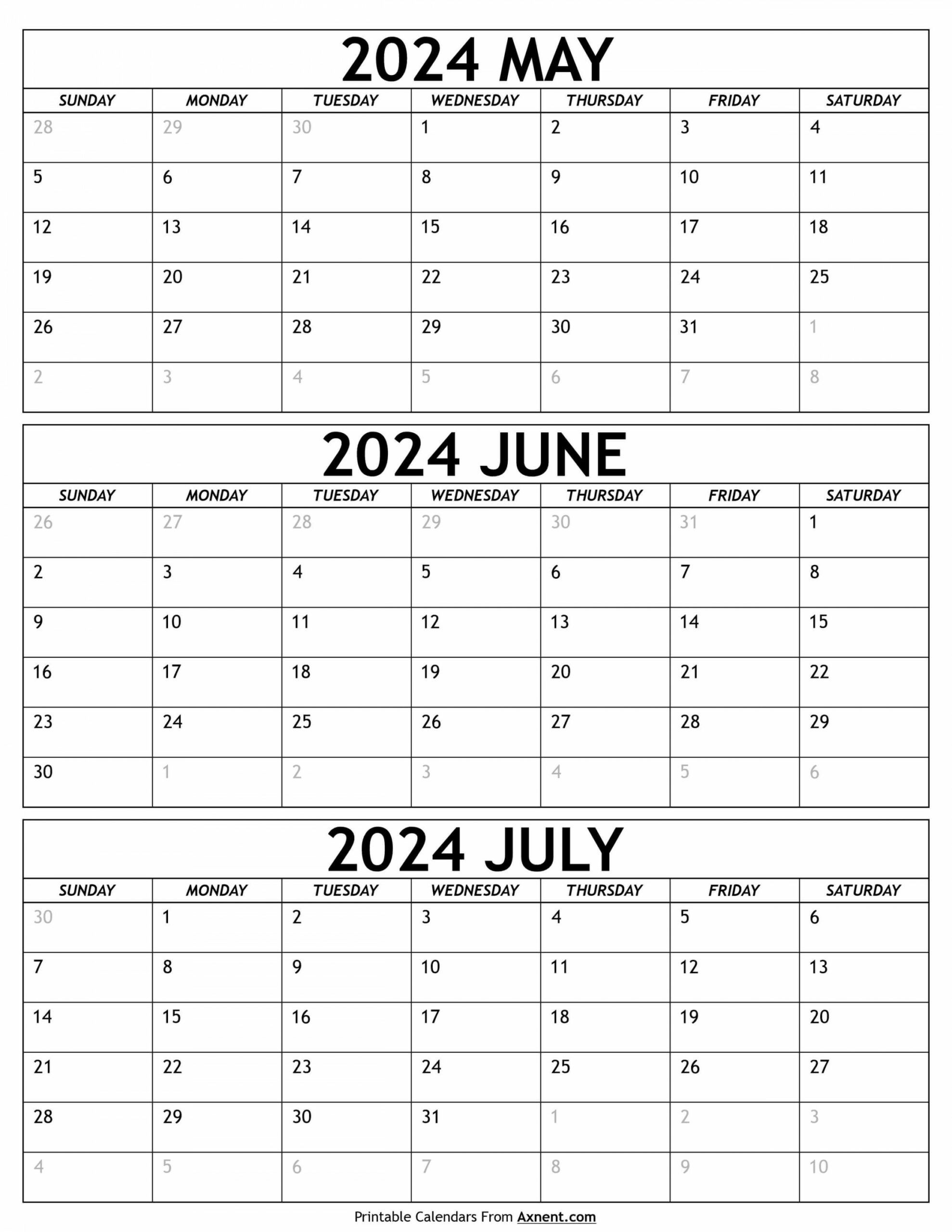 Calendar May June July 2024 | Calendar May, July Calendar, Calendar | May - July 2024 Calendar