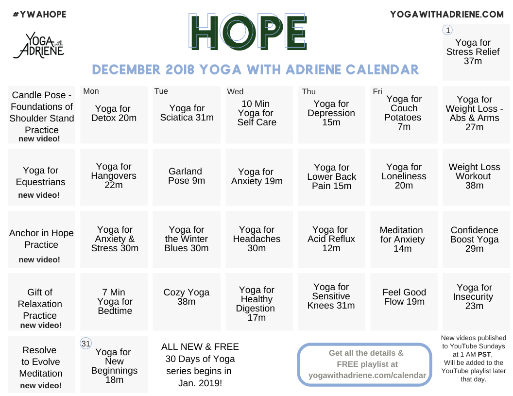 Calendar | Yoga With Adriene July Calendar 2024