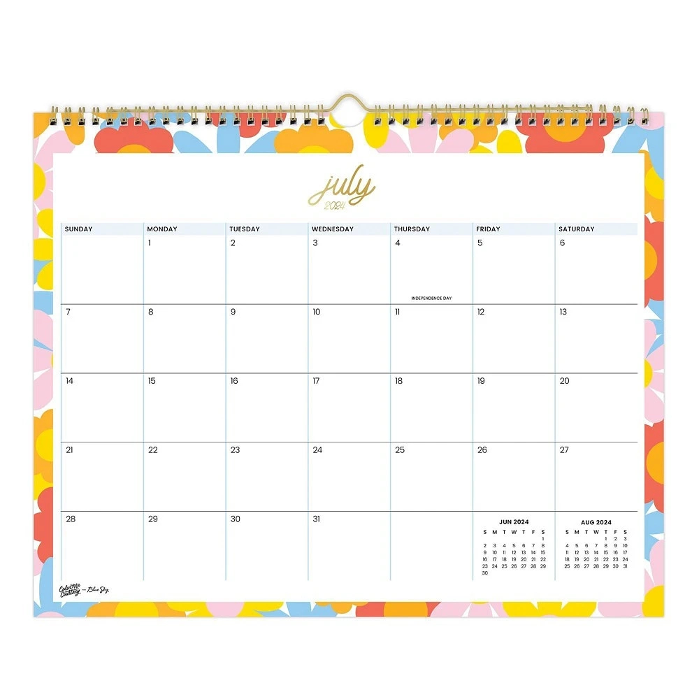 Color Me Courtney For Blue Sky June 2024- July 2025 Monthly Wall | Blue Sky Planning Calendar July 2024 - June 2025