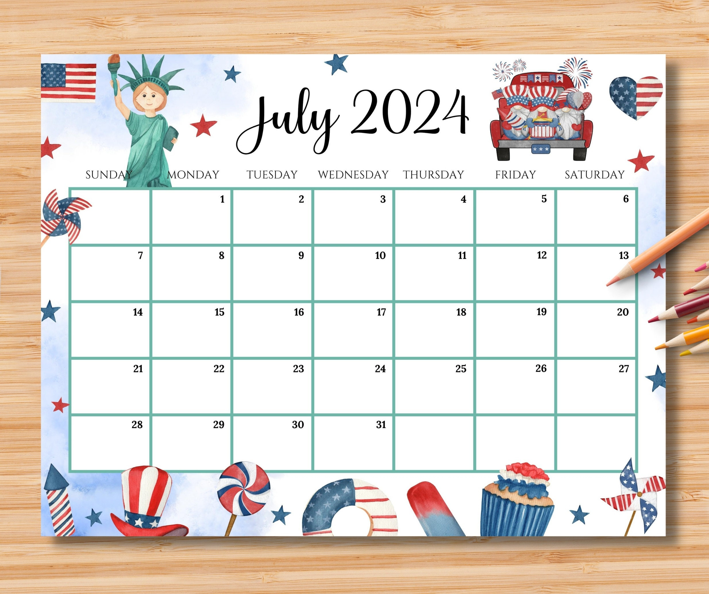 Editable July 2024 Calendar, 4Th July Independence Day, Printable | 4Th July 2024 Calendar Printable