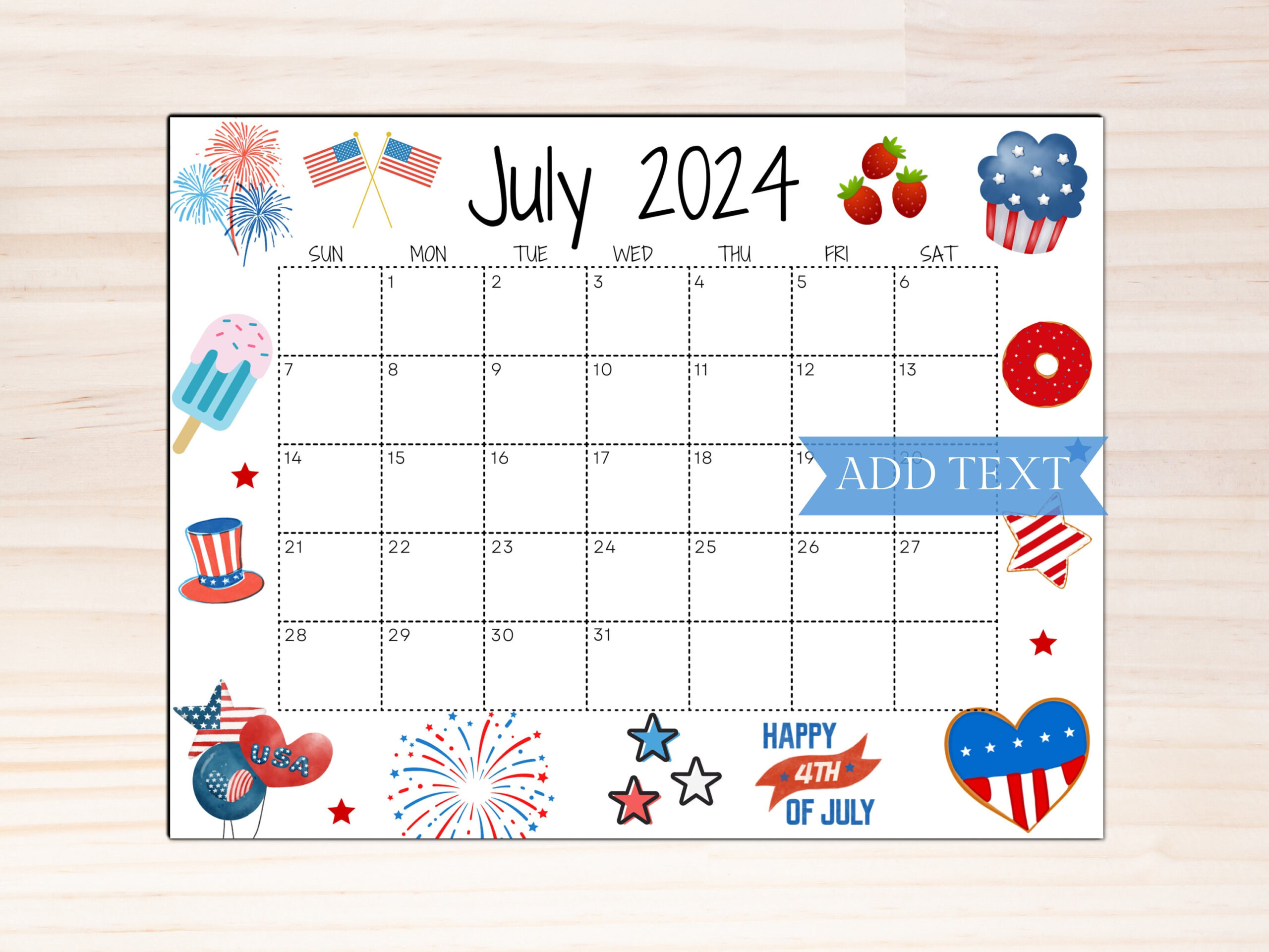 Editable July 2024 Summer Calendar, Printable Classroom Calendar | Blank July 2024 Calendar Editable
