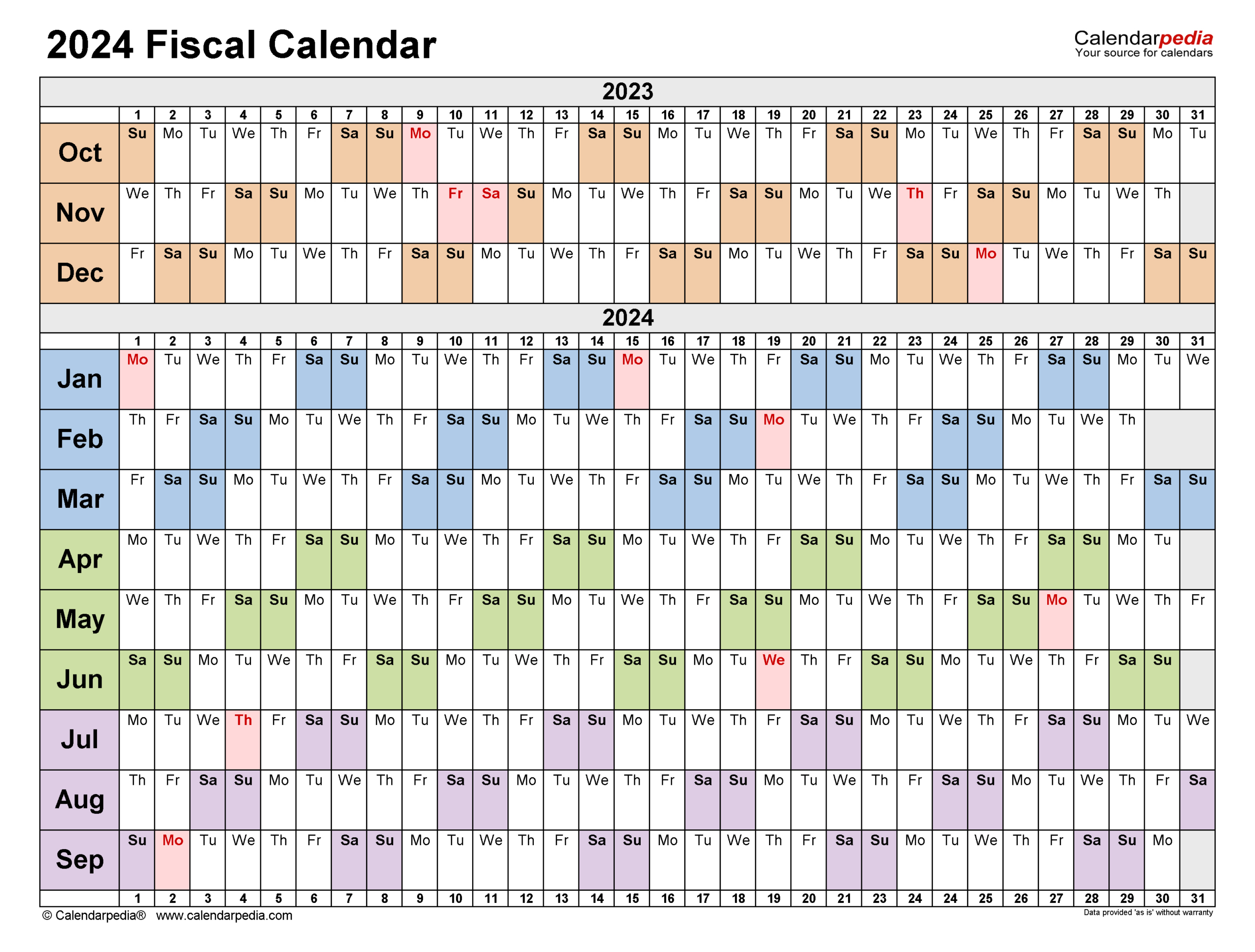 Fiscal Calendars 2024 - Free Printable Pdf Templates | Fiscal Year Calendar Starting In July 2024
