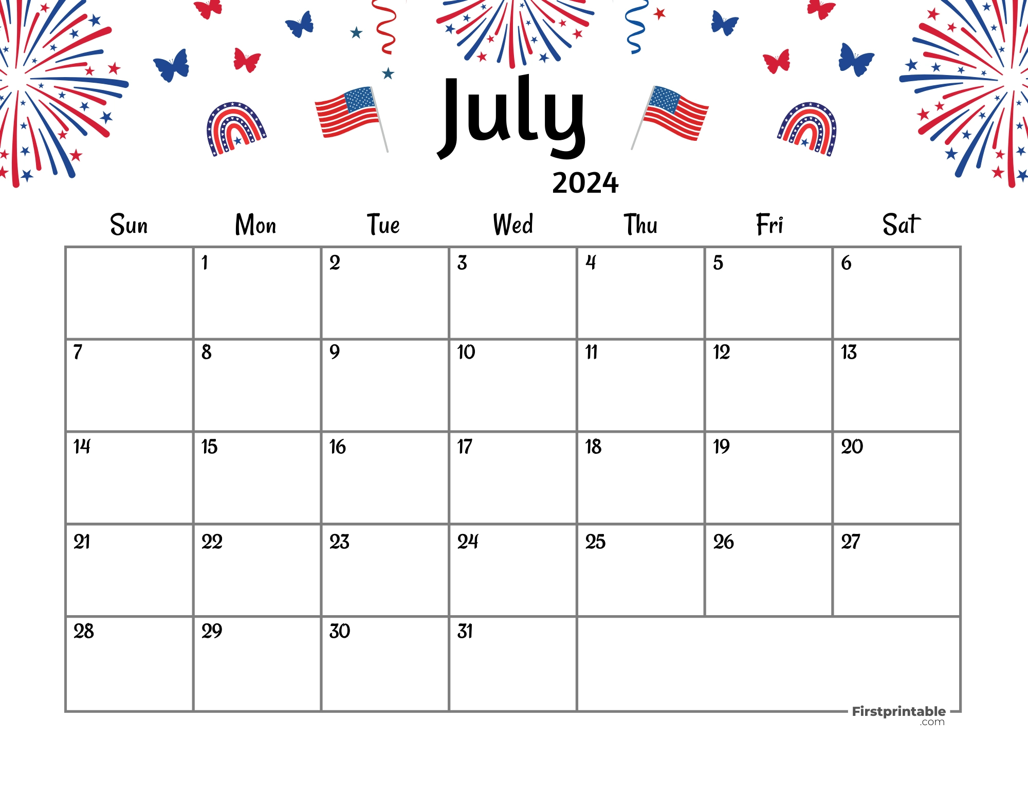 Free Printable &Amp;Amp;Amp; Fillable July Calendar 2024 | Days In July Calendar 2024