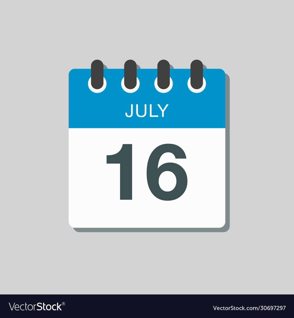 Icon Calendar Day 16 July Summer Days Year Vector Image | Calendar Emoji July 16 2024