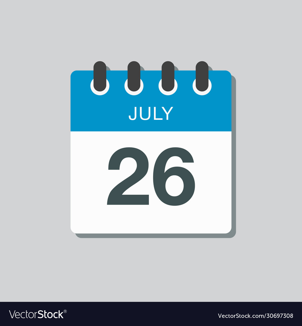 Icon Calendar Day 26 July Summer Days Year Vector Image | Calendar Emoji July 26 2024