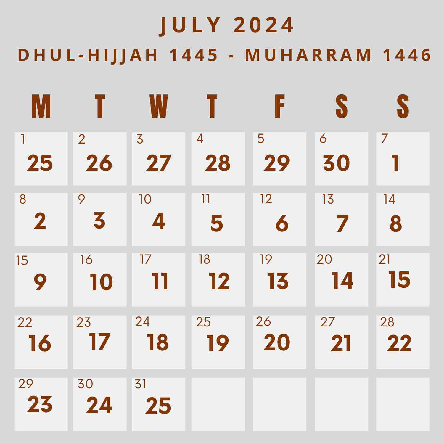 Islamic Calendar 2024 - Khwajadarbar | July In Arabic Calendar 2024